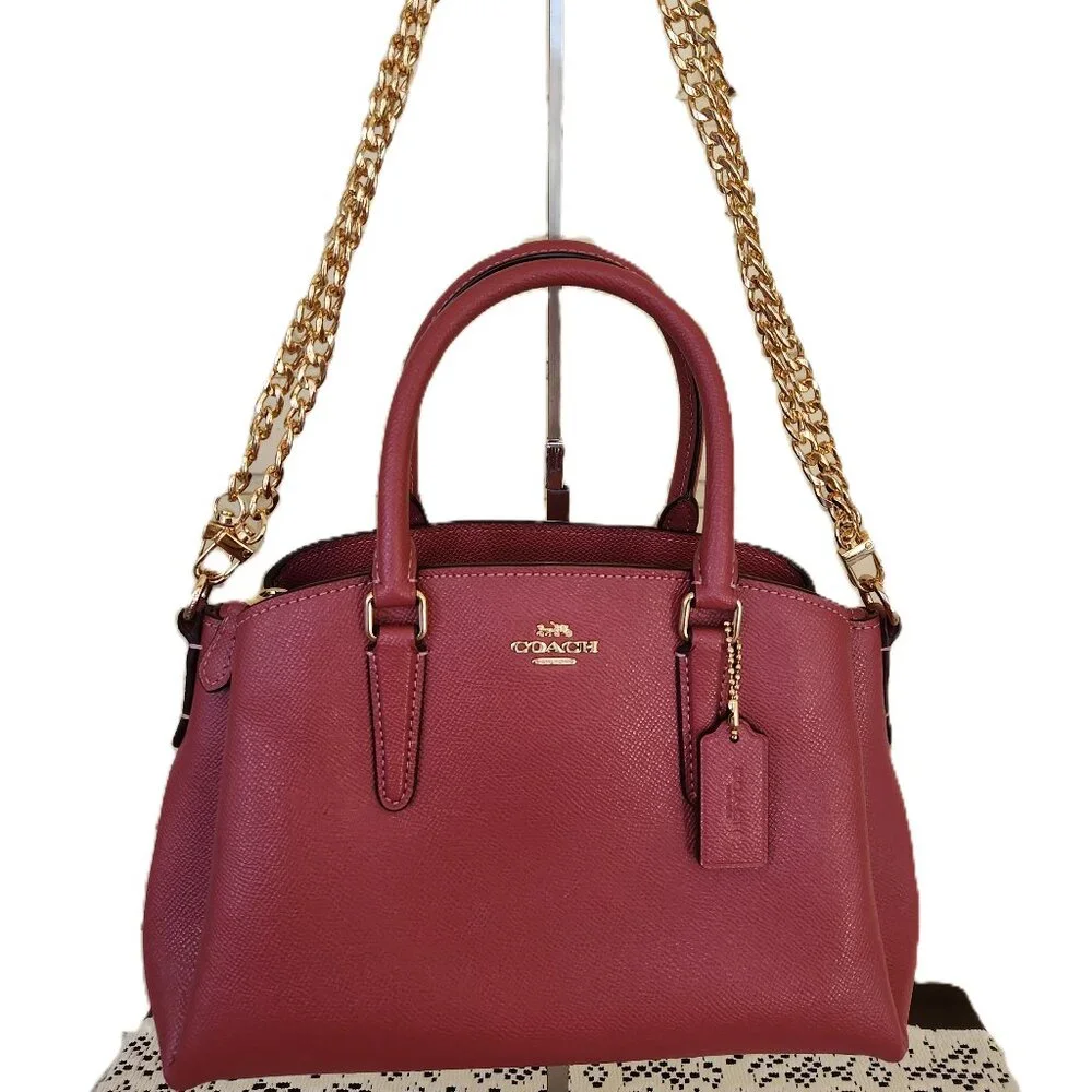 Like New Coach Sage Pink Leather Shoulder Bag Pure